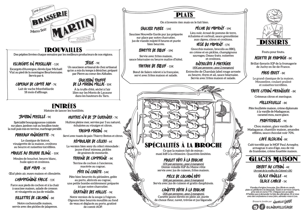 Brasserie Martin Menu