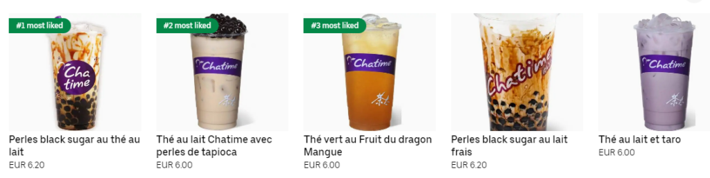 Chatime France Menu Most Popular Prix