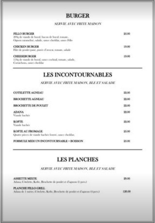 Fillo Grill Menu France