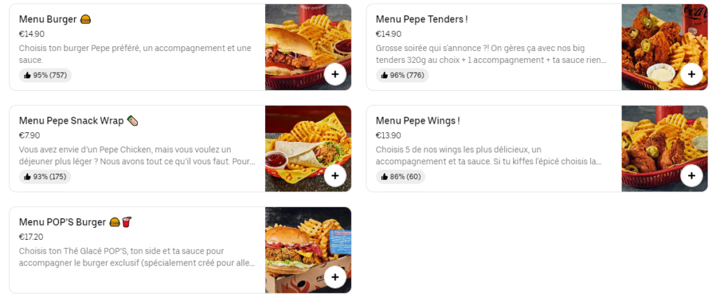 Nos Menus Pepe Chicken France