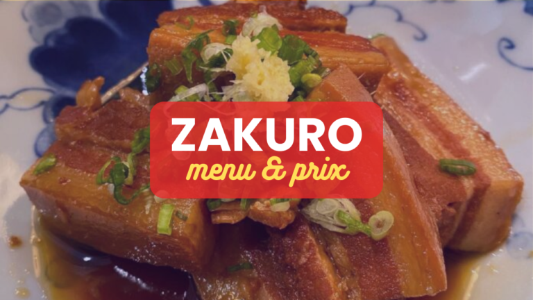 Zakuro Menu Paris Prix