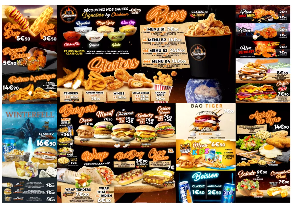 Chickenos Menu prix France