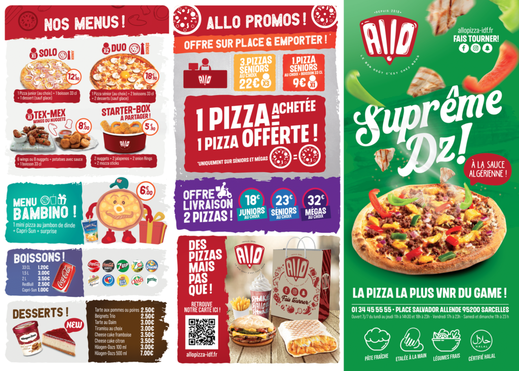 Menu Allo Pizza France