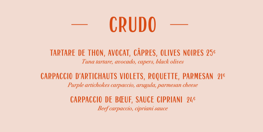 Menu Bambini Crudo