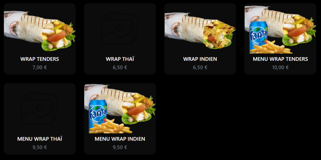 Menu Chickenos Wrap prix