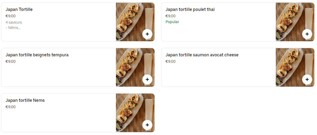 Sushi Avenue France Menu Japan tortille Prix