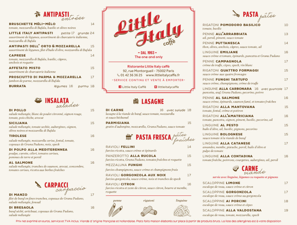 The Little Italy Menu France