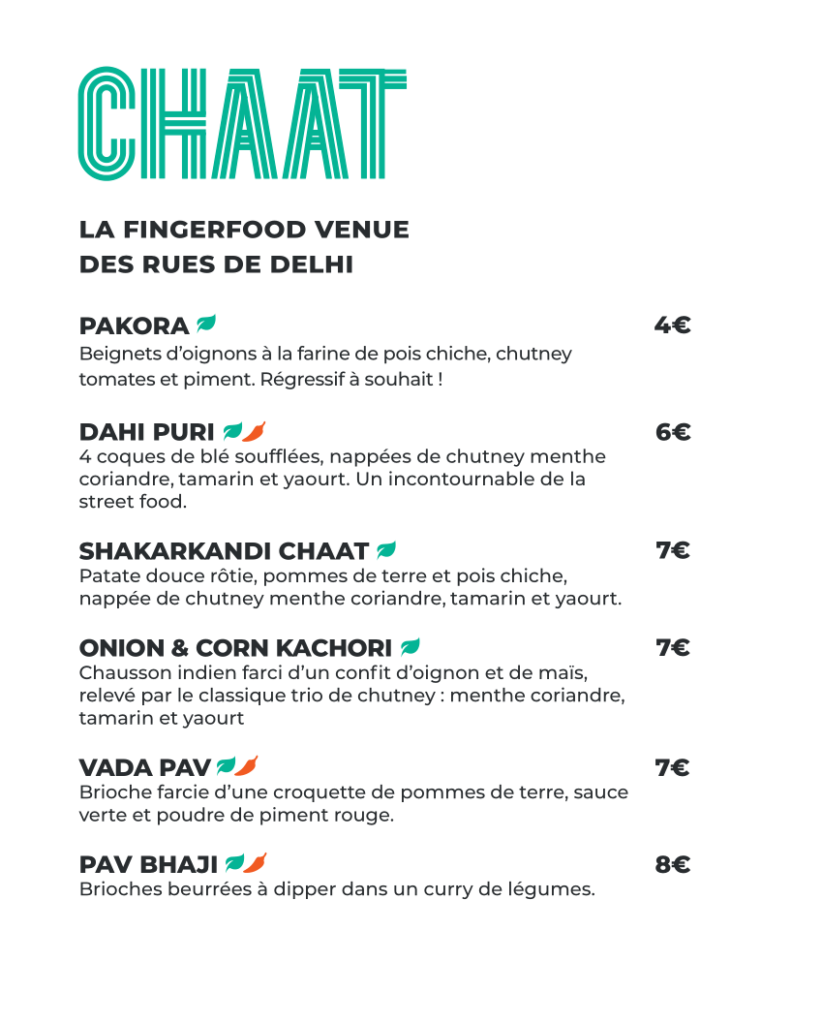 chaat menu