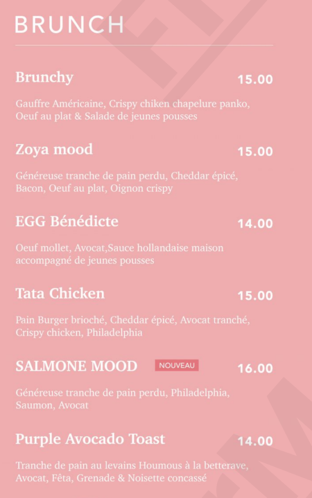 Brunch Menu Brunchy by Zoya