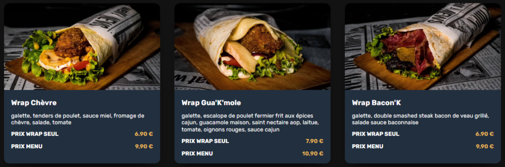 wraps prix