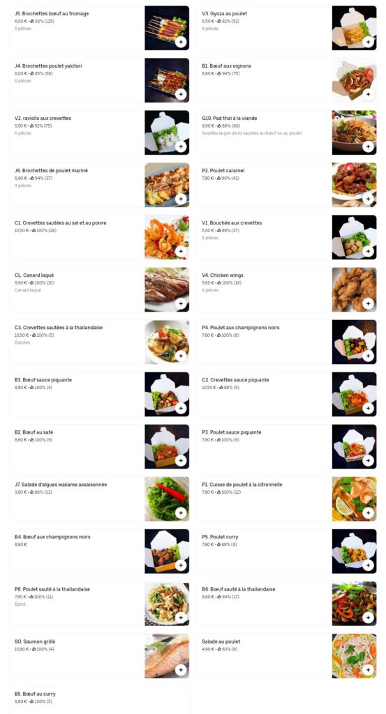 Menu Autour du Buffet Carte Plats