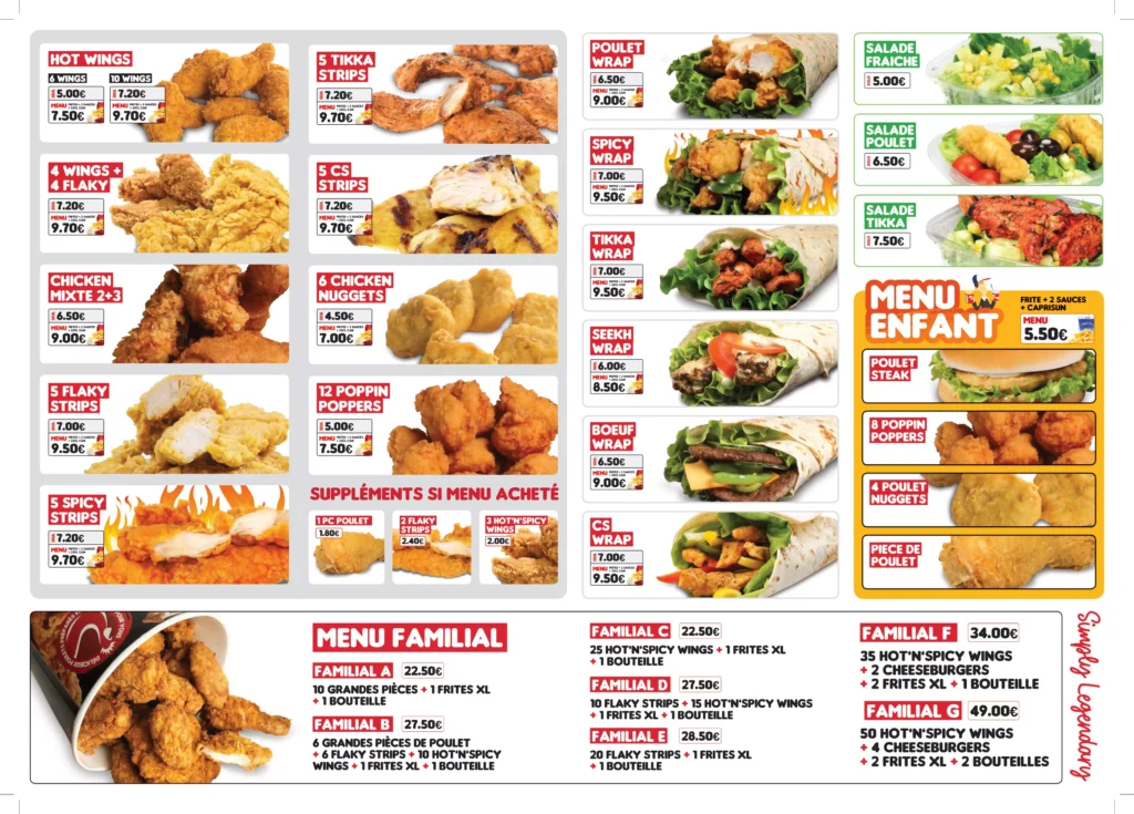 Menu Chicken Spot France